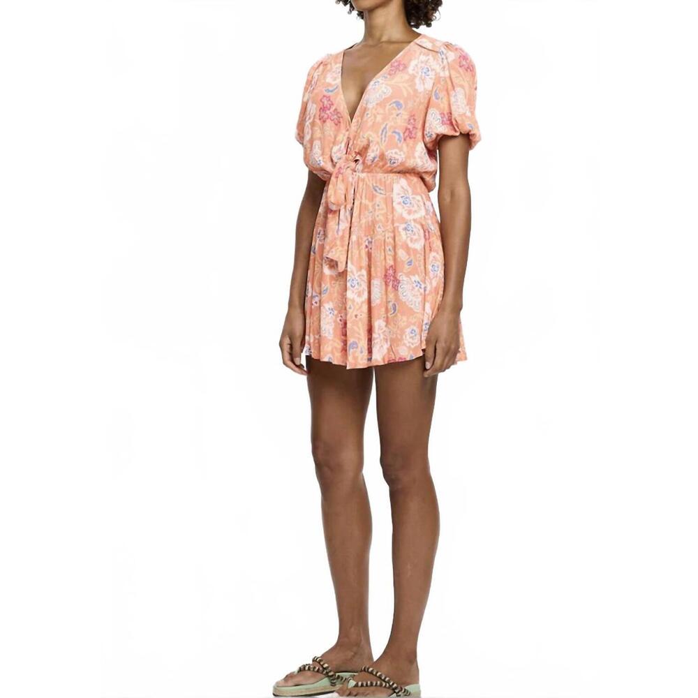 NEW KIVARI rosa tie front mini dress in peach